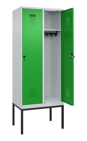 C+P Spind Evolo PLUS, Gestell, 2 Abteile, 2120x800x500mm, 7035/6037, Verschluss Drehriegel, Ablageböden 2, 0490307-22 S10011