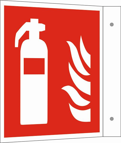 SafetyMarking Brandschutzschild - Fahne, Feuerlöscher, BxHxT 2,5x30x30,5 cm, Aluminium, langnachleuchtend, 15.A5037