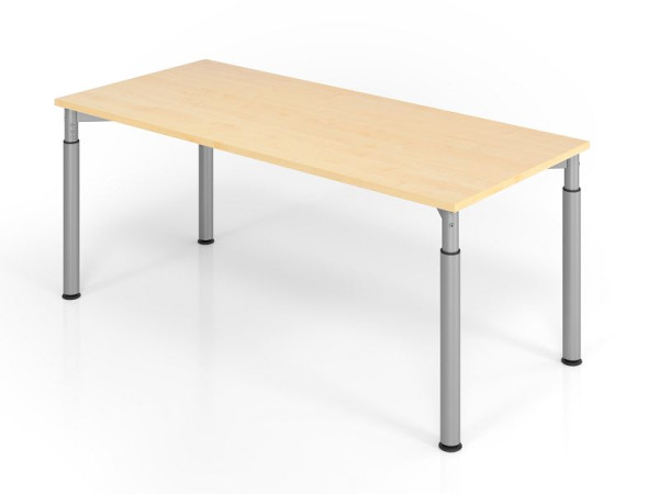 Hammerbacher Schreibtisch YS19, 180 x 80 cm, Platte: Ahorn, 25 mm dick, ABS-Dickkante, Rechteckform, Silber, VYS19/3/S