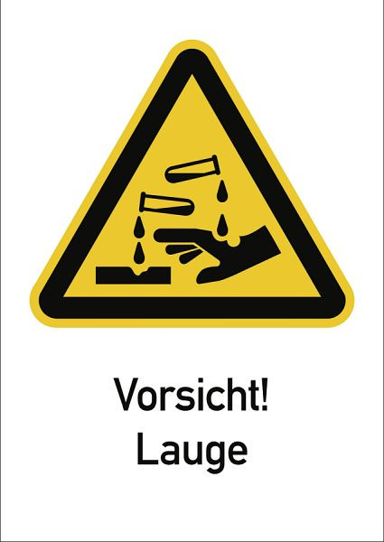 Moedel Vorsicht! Lauge ISO 7010, Kombischild, Folie, 131x185 mm, 99021