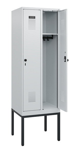 C+P Spind Evolo PLUS, Gestell, 2 Abteile, 1950x600x500mm, 7035/7035, Drehriegel, 0490305-20 S10013