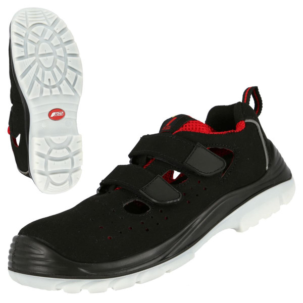NITRAS MICRO STEP SA, S1P Sicherheitssandalen, strapazierfähige Mikrofaser, schwarz, widerstandsfähige PU / TPU-Laufsohle, Größe: 48, VE: 10 Paar, 7422-48