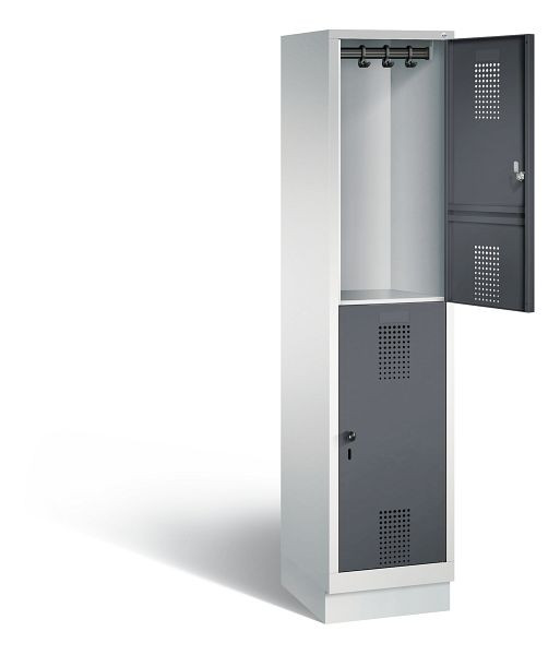 C+P Spind doppelstöckig Evolo, H1800xB420xT500mm, Farbe: Lichtgrau / Schwarzgrau, 48320-12 S10039