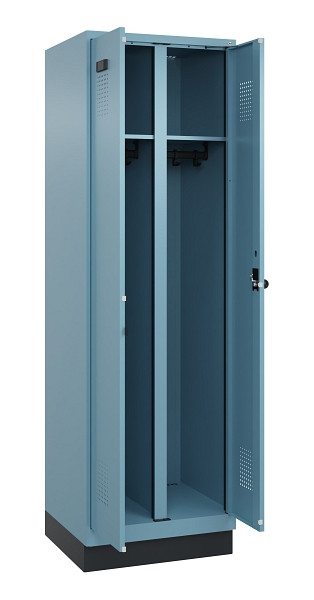 C+P Schwarz-Weiß-Spind Evolo PLUS, mit Sockel, 2 Abteile, 1950x600x500mm, 0010/0, Drehriegel, 049022-20 S10021