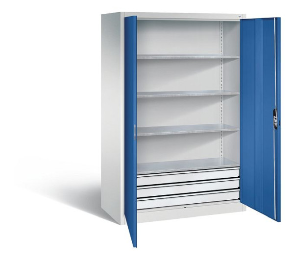 C+P Werkzeugschrank Acurado, H1950xB1200xT600mm, Farbe: Lichtgrau / Enzianblau, Muldengriff, 8932-503 S10240