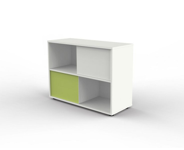 Kerkmann Schiebetürenschrank mit Wendetüren in halber Fachbreite, fresh, B 1000 x T 400 x H 750 mm, Weiß/Grün, 13445910