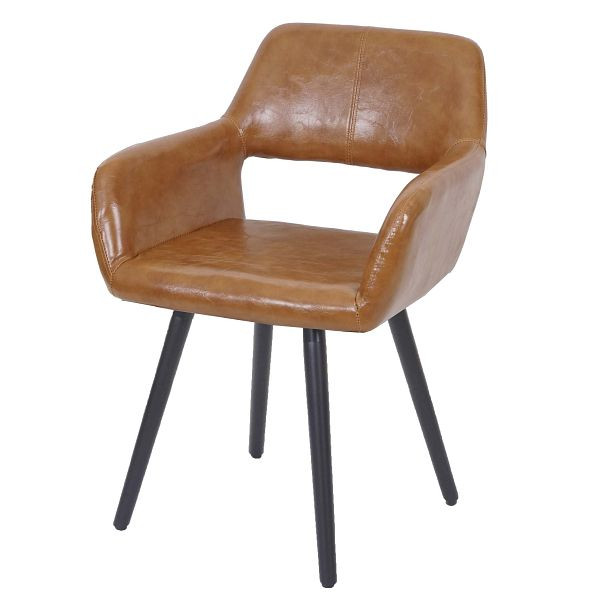 Mendler Esszimmerstuhl HWC-A50 II, Stuhl Küchenstuhl, Retro 50er Jahre Design, Kunstleder, Wildlederimitat, dunkle Beine, 62676