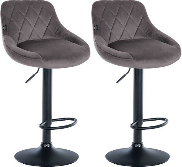 CLP Barhocker Lazio Samt schwarz, grau, VE: 2 Stück, 323255