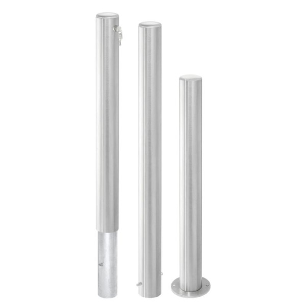 Stein HGS Absperrpfosten -Steel Line Plus-, Feststehend, zum Aufdübeln, mit runder Bodenplatte, inkl. 2 Dübel, ohne Ösen, 14300-00