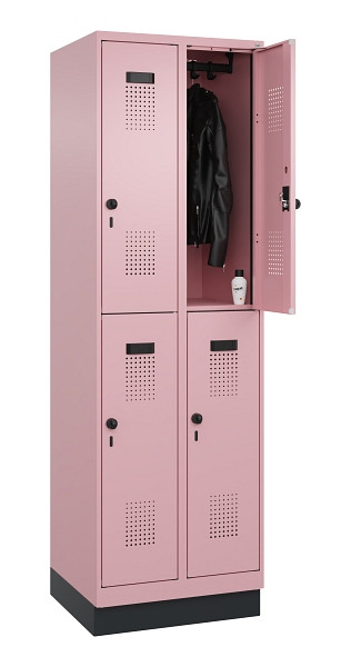 C+P Doppelstöckiger Spind Evolo PLUS, mit Sockel, 4 Fächer, 1950x600x500mm, 3015, Drehriegel, 049320-20 S10024