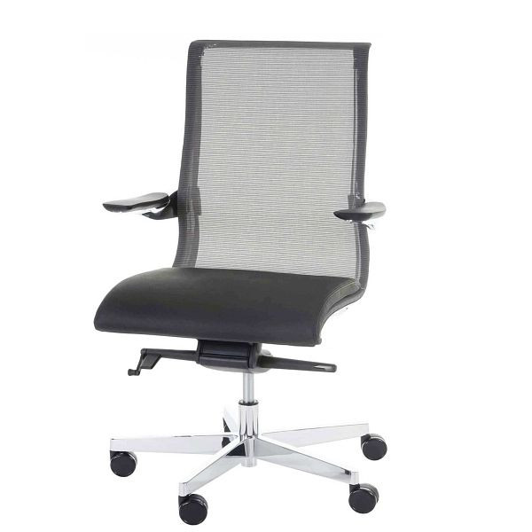Mendler Bürostuhl MERRYFAIR Saville, Schreibtischstuhl Drehstuhl, Leder-/Netzkombination schwarz, Standard, 44392
