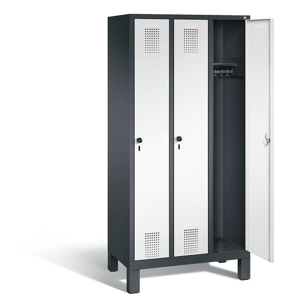 C+P Garderobenschrank Evolo, H1850xB900xT500mm, Farbe: Schwarzgrau / Weißaluminium, 48010-30 S10100