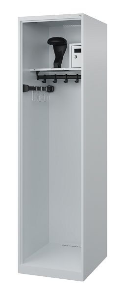 C+P Feuerwehrspind Evolo, Modell FLEXO, 1 Abteil, H1850B500T600 mm, Lichtgrau, Helmhalter, 0493315-13 S10003