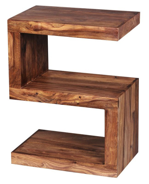 Wohnling Beistelltisch MUMBAI Massivholz Sheesham S Cube 60cm hoch Design braun Landhaus-Stil, WL1.302