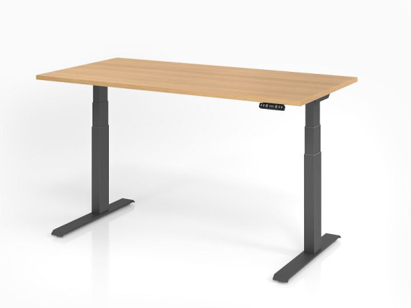 Hammerbacher Schreibtisch XDKB16, 160 x 80 cm, Platte: Eiche, 25 mm dick, ABS-Dickkante, Rechteckform, Graphit, VXDKB16/E/G