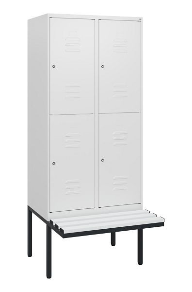 C+P Doppelstöckiger Spind Classic PLUS, Bank, 2 Abteile, 1950x800x815mm, 9016/9016, Zylinderschlösser, 0803405-22 S10089