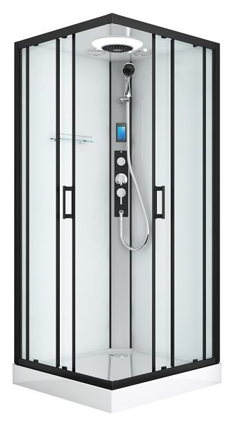 Sanotechnik Komplettduschkabine MIAMI 90x90x215cm schwarz (Bausatz), CL21B