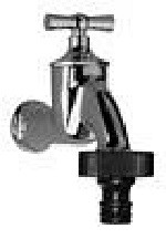 Benkiser Auslaufventil 3/4 Zoll mit Knebelgriff, Messing poliert, mit Schlauchadapter, 7203477