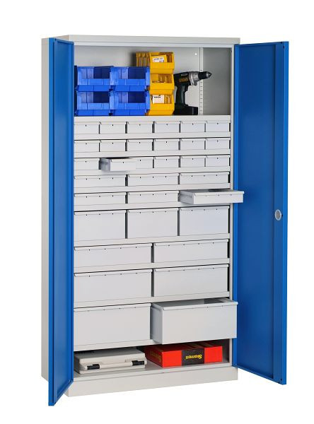 SOFAME ausgestatteter Werkstattschrank 1000x500x1950mm, Schubladen: 18 + 6 + 3 + 2 + 2 + 2 + 10 Fachböden, Anthrazitgrau, W030090024GCGA
