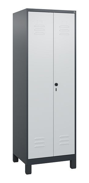 C+P Umkleidespind Classic PLUS, Doppel-Spind, Füße, 2 Abteile, 1800x600x500mm, 7016/7035, Drehriegel, 0800127-20P S10013