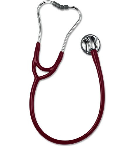 ERKA Stethoskop für Erwachsene mit soft Ohroliven, Membranseite (Dual-Membrane), Zweikanalschlauch SENSITIVE, Farbe: burgundy, 525.00060