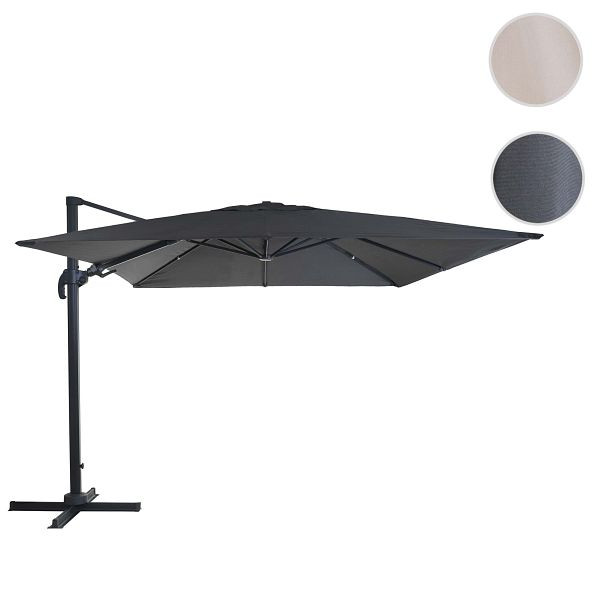 Mendler Gastronomie-Ampelschirm HWC-A96, 3x4m (Ø5m) schwenkbar, Polyester/Alu 26kg, anthrazit ohne Ständer, drehbar, 158555+122472
