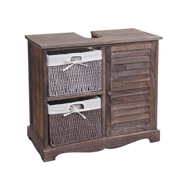 Mendler Waschbeckenunterschrank HWC-H20, Badezimmer Waschtisch, Massiv-Holz Korb-Schublade 60x65x31cm, shabby braun, 72672