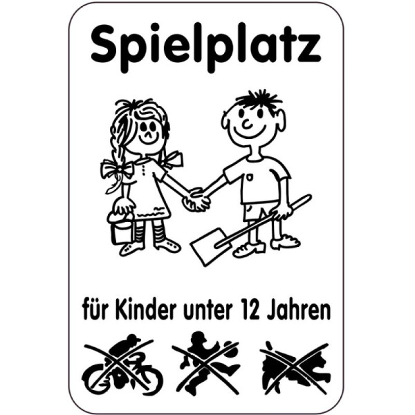 Stein HGS Sonderschild, Spielplatz für Kinder unter 12 Jahren, 400 x 600 mm, Text: schwarz, 15064