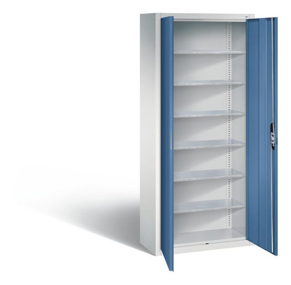 C+P Magazinschrank Serie 13, H1690xB700xT300mm, Farbe: Lichtgrau / Fernblau, Muldengriff, 133413-20 S10145