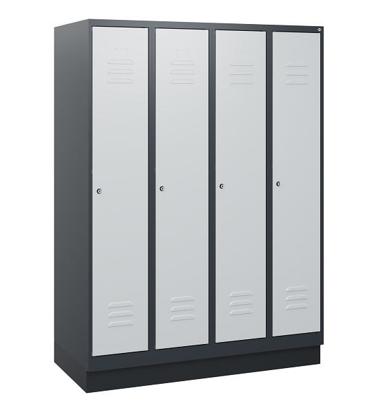 C+P Umkleidespind Classic PLUS, Sockel, 4 Abteile, 1630x1200x500mm, 7016/7035, Zylinderschlösser, 0800205-40 S10028