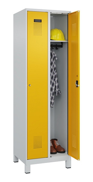 C+P Spind Evolo PLUS, mit Füßen, 2 Abteile, 1950x600x500mm, 7035/1004, Verschluss Zylinderschloss, Ablageböden 2, 049010-20 S10027