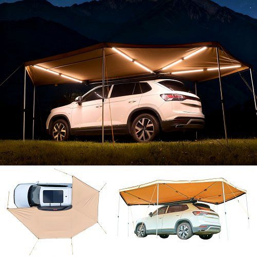 VEVOR Auto-Markise 6,09x4,14x2,1 m, 270° mit LED, UV50+ Seitenmarkise, Sonnensegel für SUV & LKW Camping, QCCP20359FTH42QCL001V9
