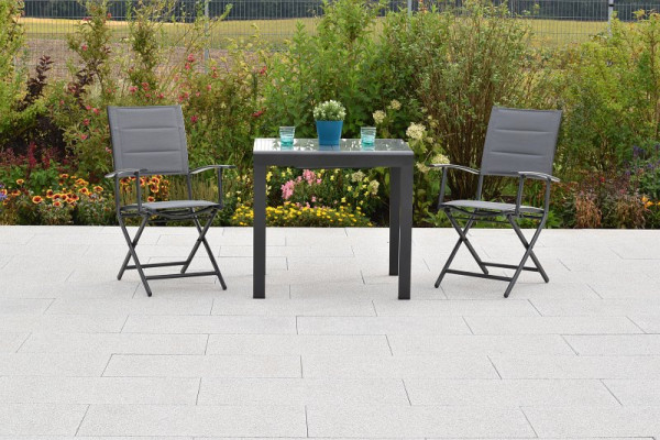 Merxx Florenz Set 3-teilig, 2 Florenz Klappsessel, Graphit/grau, 1 Semi Balkonausziehtisch, 80 (120) x 70 cm, 51024-309