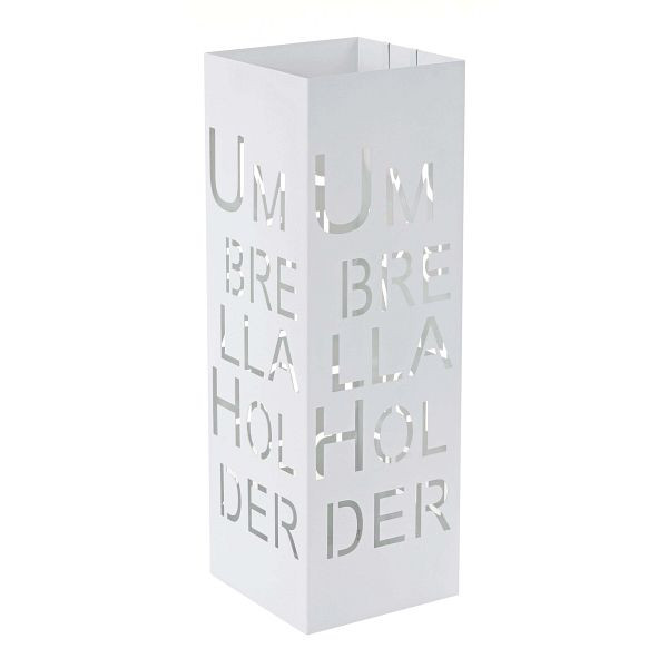 Mendler Schirmständer HWC-C78, Regenschirmständer Schirmhalter Regenschirmhalter, quadratisch 55cm, Schrift, weiß, 66518