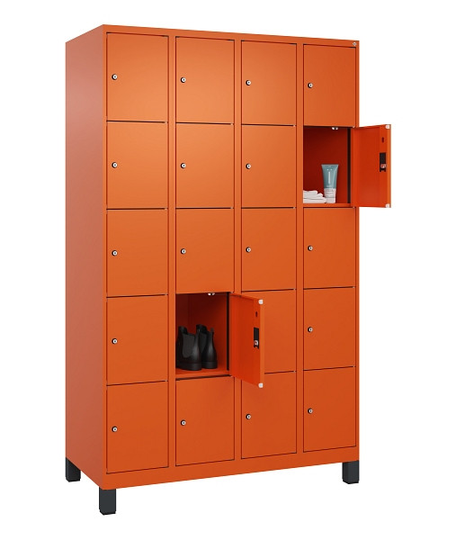 C+P Schließfachschrank Evolo PLUS, mit Füßen, 20 Fächer, 1950x1200x500mm, 2004/2004 Reinorange, 049010-405 S10023