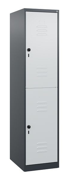 C+P Doppelstöckiger Spind Classic PLUS, 1700x400x500mm, 7016/7035, Drehriegel, 0803007-12 S10011