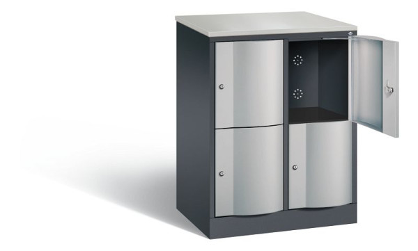 C+P Schließfachschrank Resisto, H1077xB772xT540mm, Farbe: Schwarzgrau / Weißaluminium, 8472-272 S10066