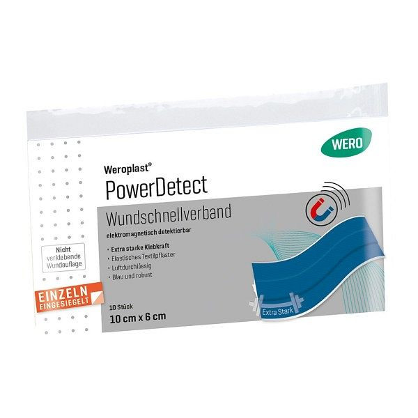 WERO Weroplast PowerDetect Wundschnellverband 10 x 6 cm, detektierbar, VE: 10 Stück, 180709