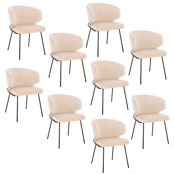 HOME DELUXE Esszimmerstuhl AMARA Samt Beige - Stückzahl: 9, 55999