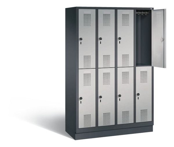 C+P Spind doppelstöckig Evolo, H1800xB1190xT500mm, Farbe: Schwarzgrau / Weißaluminium, 48320-40 S10239