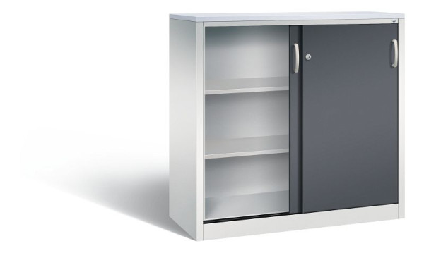 C+P Sideboard mit Schiebetüren Acurado, H1200xB1200xT500mm, Farbe: Lichtgrau / Schwarzgrau, Bügelgriff, 3 OH, 2057-1200 S10286