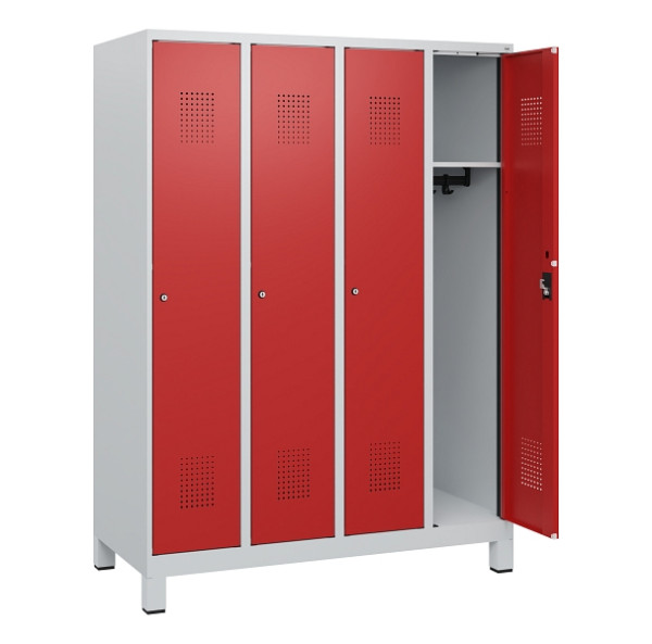 C+P Spind Evolo PLUS, Füße, 4 Abteile, 1630x1200x500mm, 7035/3000, Zylinderschloss, 0490105-40 S10024