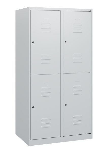 C+P Doppelstöckiger Spind Classic PLUS, 2 Abteile, 1530x800x500mm, 7035/7035, Zylinderschlösser, 0803005-22 S10023
