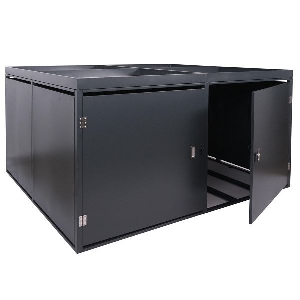 Mendler 4er-Fahrradgarage mit Pflanzkasten HWC-L56b, Fahrradbox, abschließbar verzinkter Stahl 126x220x210cm, anthrazit, 105212+105213+105214