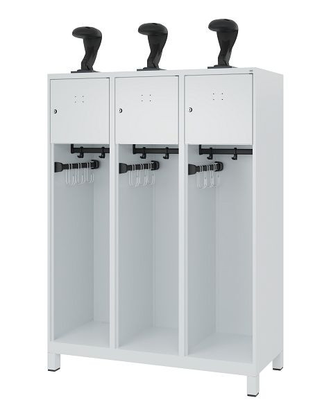 C+P Feuerwehrspind Evolo, Modell YOUNGSTER, 3 Abteile, H1530xB1200xT500 mm, Lichtgrau, Füße, 0490015-32 S10012