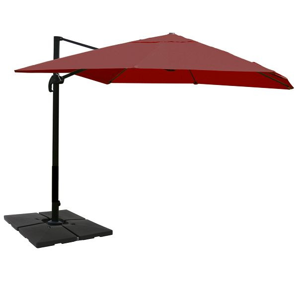 Mendler Gastronomie-Ampelschirm HWC-A96, 3x4m (Ø5m) Polyester Alu/Stahl 26kg, bordeaux mit Ständer, 134325+35661