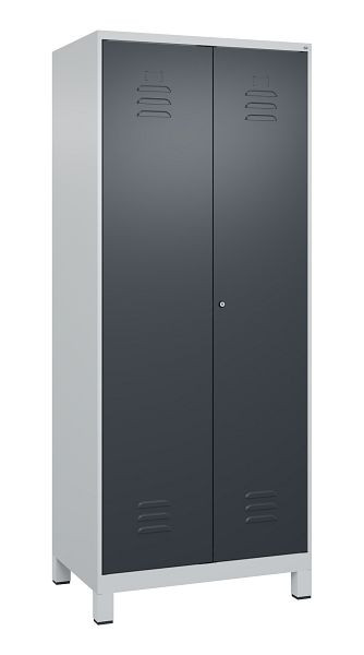 C+P Mehrzweckschrank Classic PLUS, Putzmittel-Spind, Füße, 2 Abteile, 1950x800x500mm, 7035/7016, Zylinderschloss, 080110-02 S10022