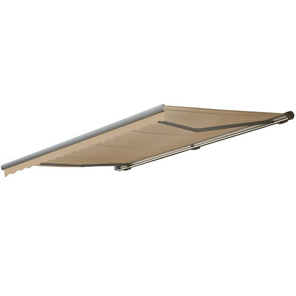 Mendler Elektrische Kassetten-Markise T123, Vollkassette Volant 4,5x3m, Polyester Creme, grau, 58248+34295+58309+34306