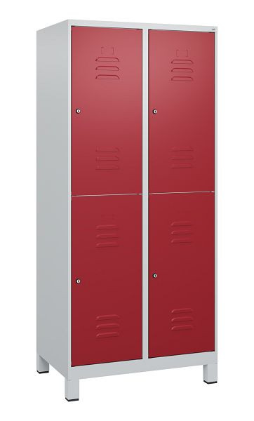 C+P Doppelstöckiger Spind Classic PLUS, Füße, 2 Abteile, 1800x800x500mm, 7035/3003, Zylinderschlösser, 0803107-22 S10016