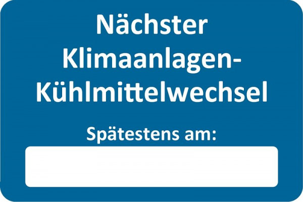 Eichner Kundendienst-Aufkleber, Blau, Text: Nächster Klimaanlagen-Kühlmittelwechsel, VE: 250 Stück, 9220-00058